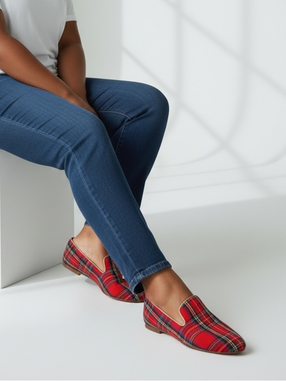 J. Crew Stewart Tartan Slip On Loafers Size 8